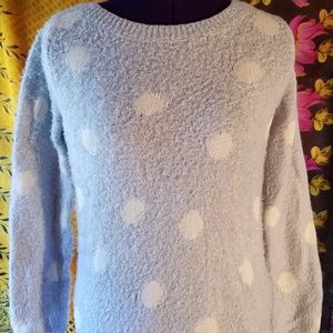 Light Blue and White Polkadot LC Sweater